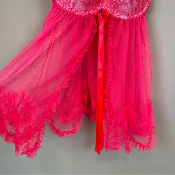 Victoria's Secret Babydoll Lingerie Push-Up 36C Pink Red - Picture 4 of 9